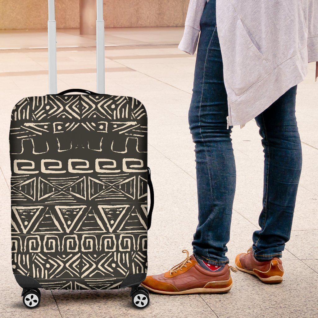 Beige Aztec Pattern Print Luggage Cover GearFrost