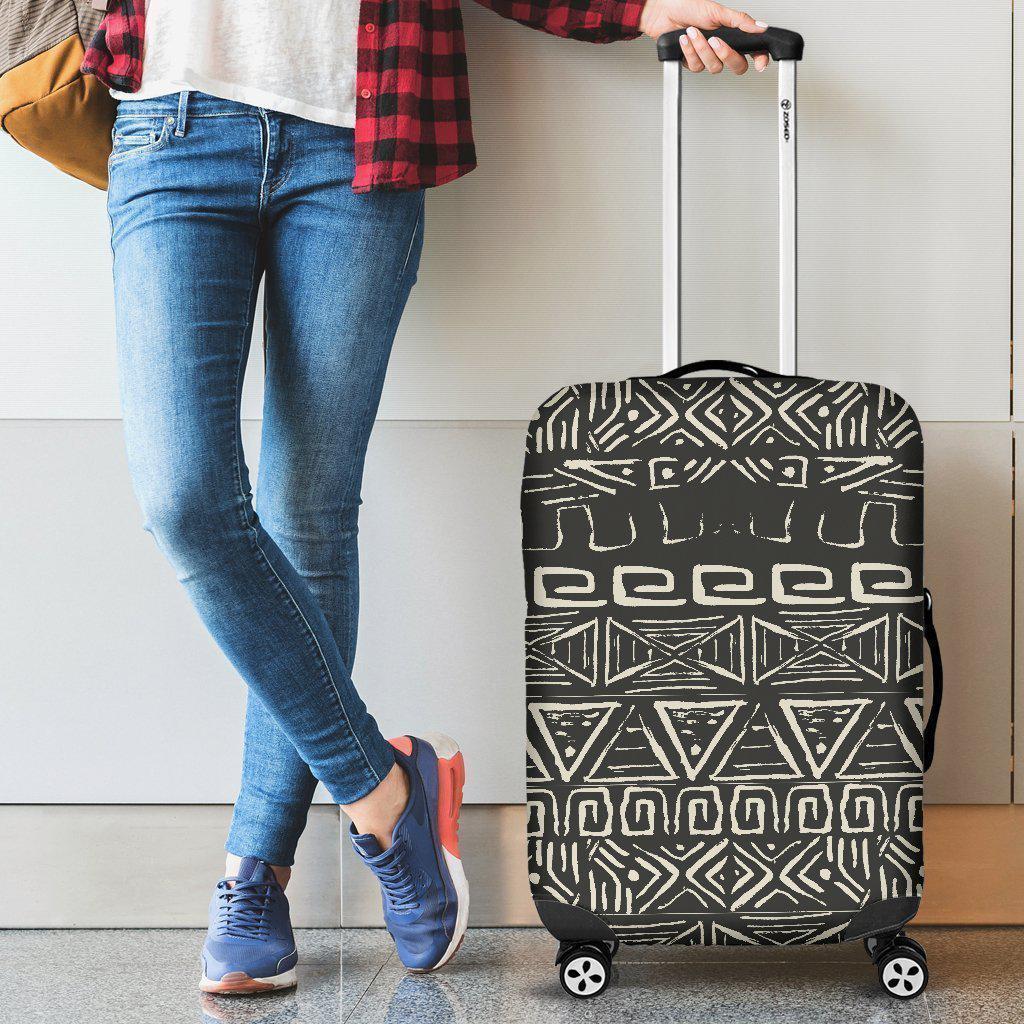 Beige Aztec Pattern Print Luggage Cover GearFrost
