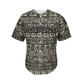 Beige Aztec Pattern Print Men's Baseball Jersey