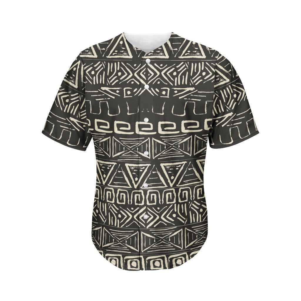 Beige Aztec Pattern Print Men's Baseball Jersey