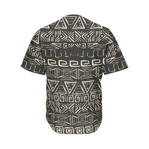 Beige Aztec Pattern Print Men's Baseball Jersey