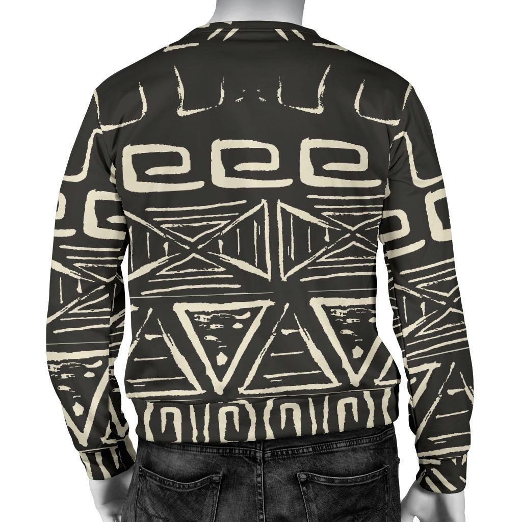 Beige Aztec Pattern Print Men's Crewneck Sweatshirt GearFrost