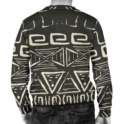 Beige Aztec Pattern Print Men's Crewneck Sweatshirt GearFrost