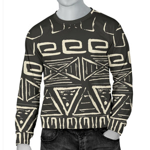Beige Aztec Pattern Print Men's Crewneck Sweatshirt GearFrost