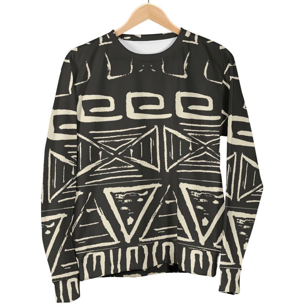 Beige Aztec Pattern Print Men's Crewneck Sweatshirt GearFrost