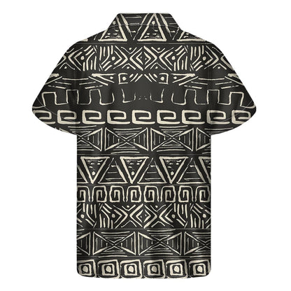 Beige Aztec Pattern Print Men's Short Sleeve Shirt