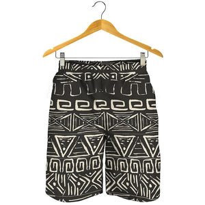 Beige Aztec Pattern Print Men's Shorts