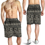 Beige Aztec Pattern Print Men's Shorts