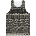 Beige Aztec Pattern Print Men's Tank Top