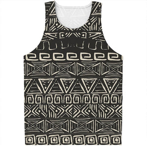 Beige Aztec Pattern Print Men's Tank Top