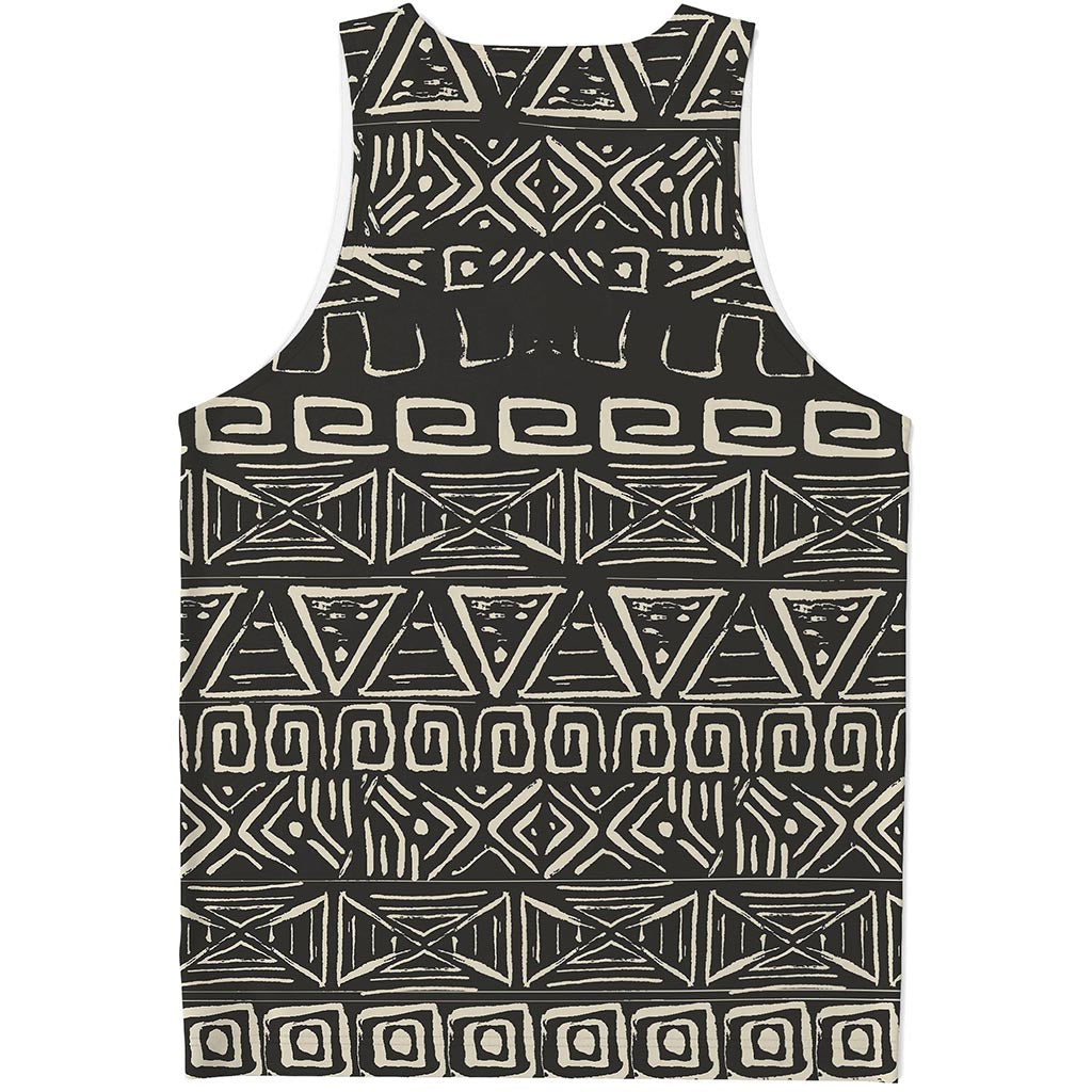 Beige Aztec Pattern Print Men's Tank Top