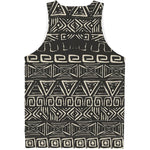 Beige Aztec Pattern Print Men's Tank Top