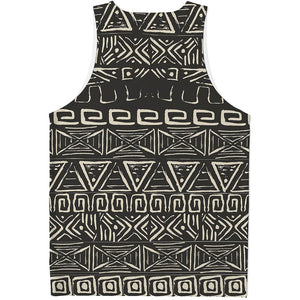 Beige Aztec Pattern Print Men's Tank Top