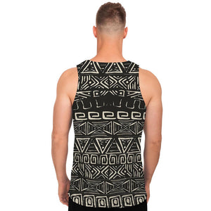 Beige Aztec Pattern Print Men's Tank Top