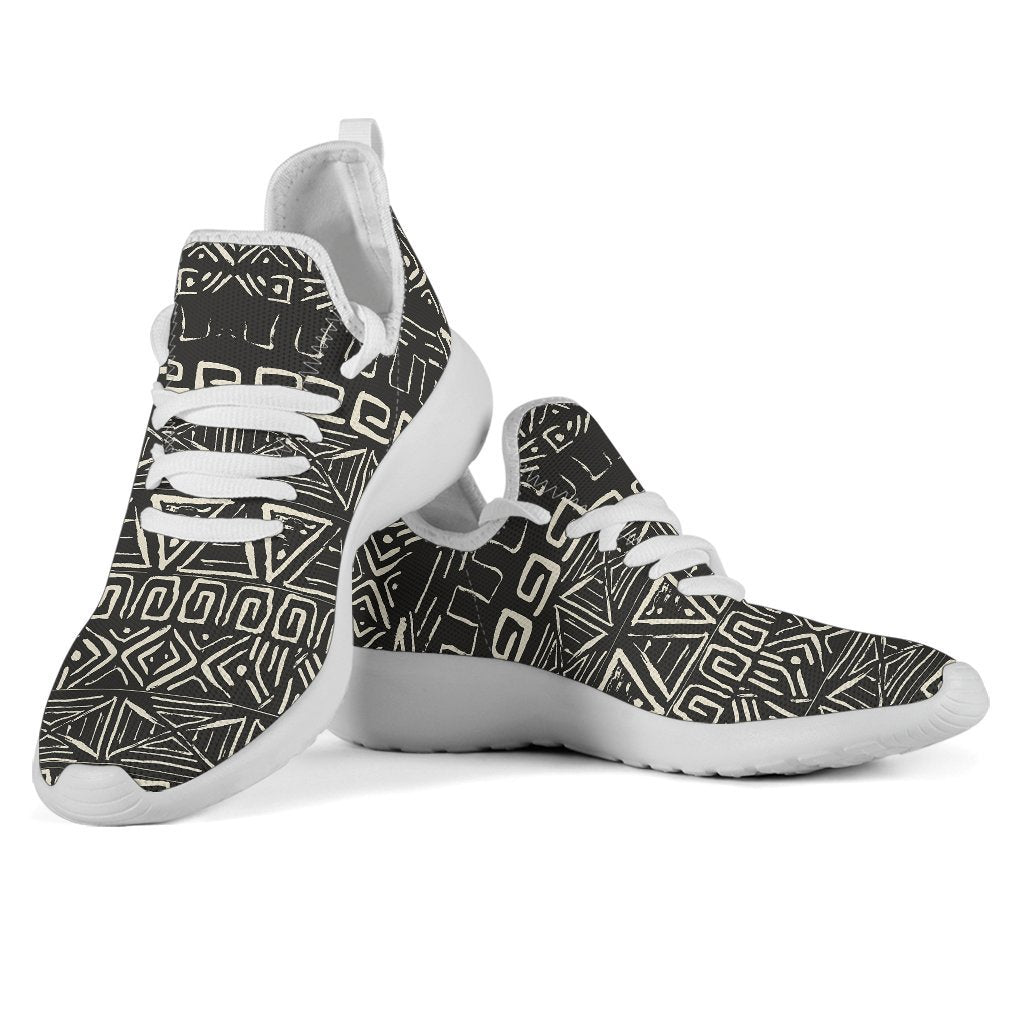 Beige Aztec Pattern Print Mesh Knit Shoes GearFrost