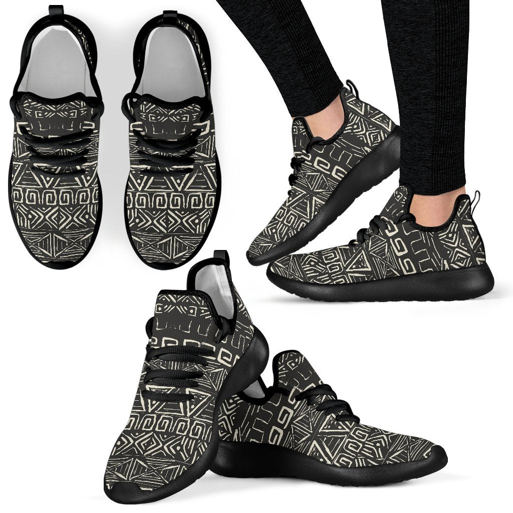 Beige Aztec Pattern Print Mesh Knit Shoes GearFrost