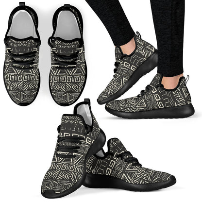 Beige Aztec Pattern Print Mesh Knit Shoes GearFrost