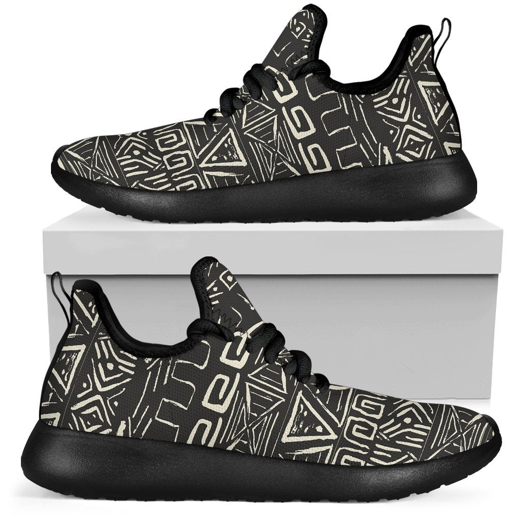 Beige Aztec Pattern Print Mesh Knit Shoes GearFrost