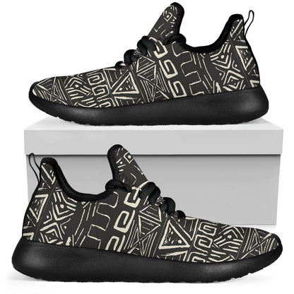 Beige Aztec Pattern Print Mesh Knit Shoes GearFrost