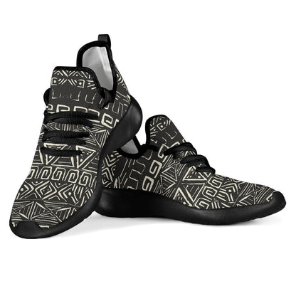 Beige Aztec Pattern Print Mesh Knit Shoes GearFrost