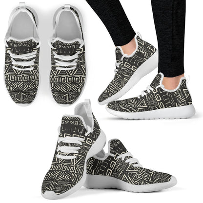 Beige Aztec Pattern Print Mesh Knit Shoes GearFrost