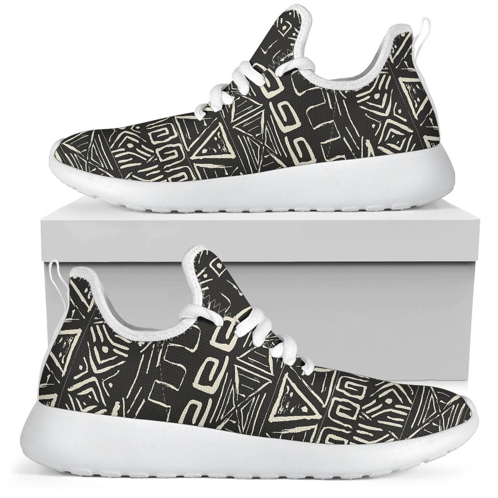 Beige Aztec Pattern Print Mesh Knit Shoes GearFrost