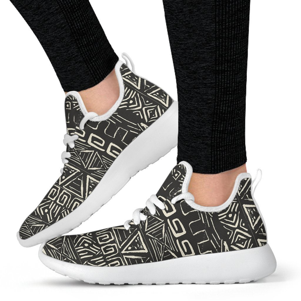 Beige Aztec Pattern Print Mesh Knit Shoes GearFrost