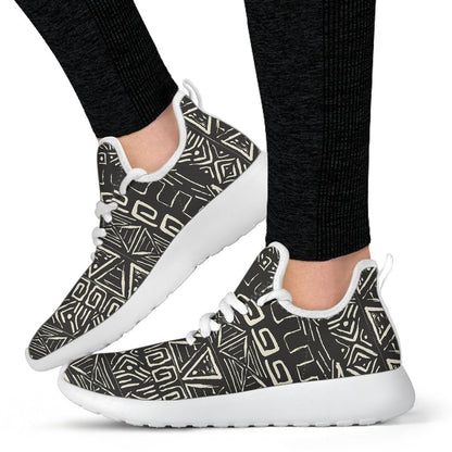 Beige Aztec Pattern Print Mesh Knit Shoes GearFrost
