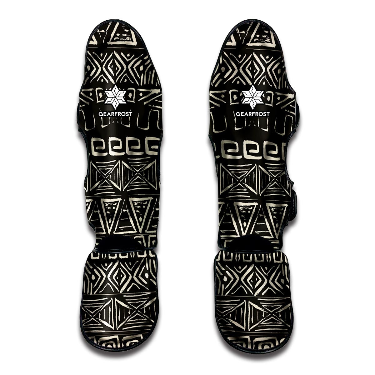 Beige Aztec Pattern Print Muay Thai Shin Guard