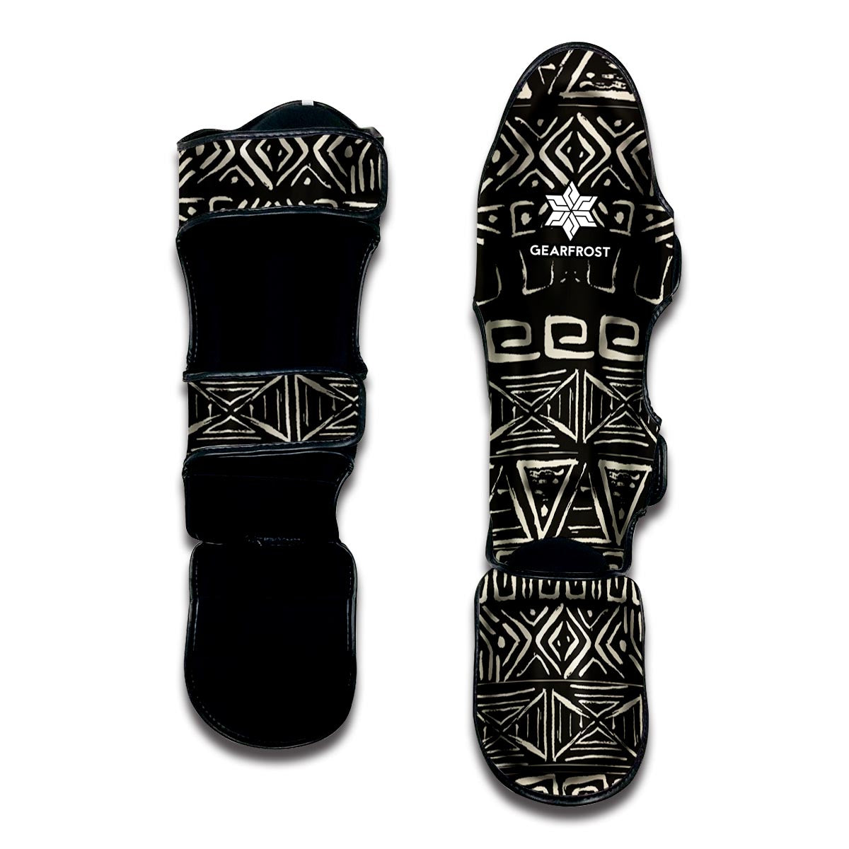 Beige Aztec Pattern Print Muay Thai Shin Guard