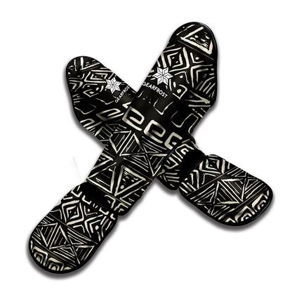 Beige Aztec Pattern Print Muay Thai Shin Guard