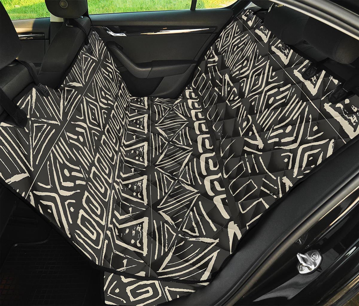 Beige Aztec Pattern Print Pet Car Back Seat Cover