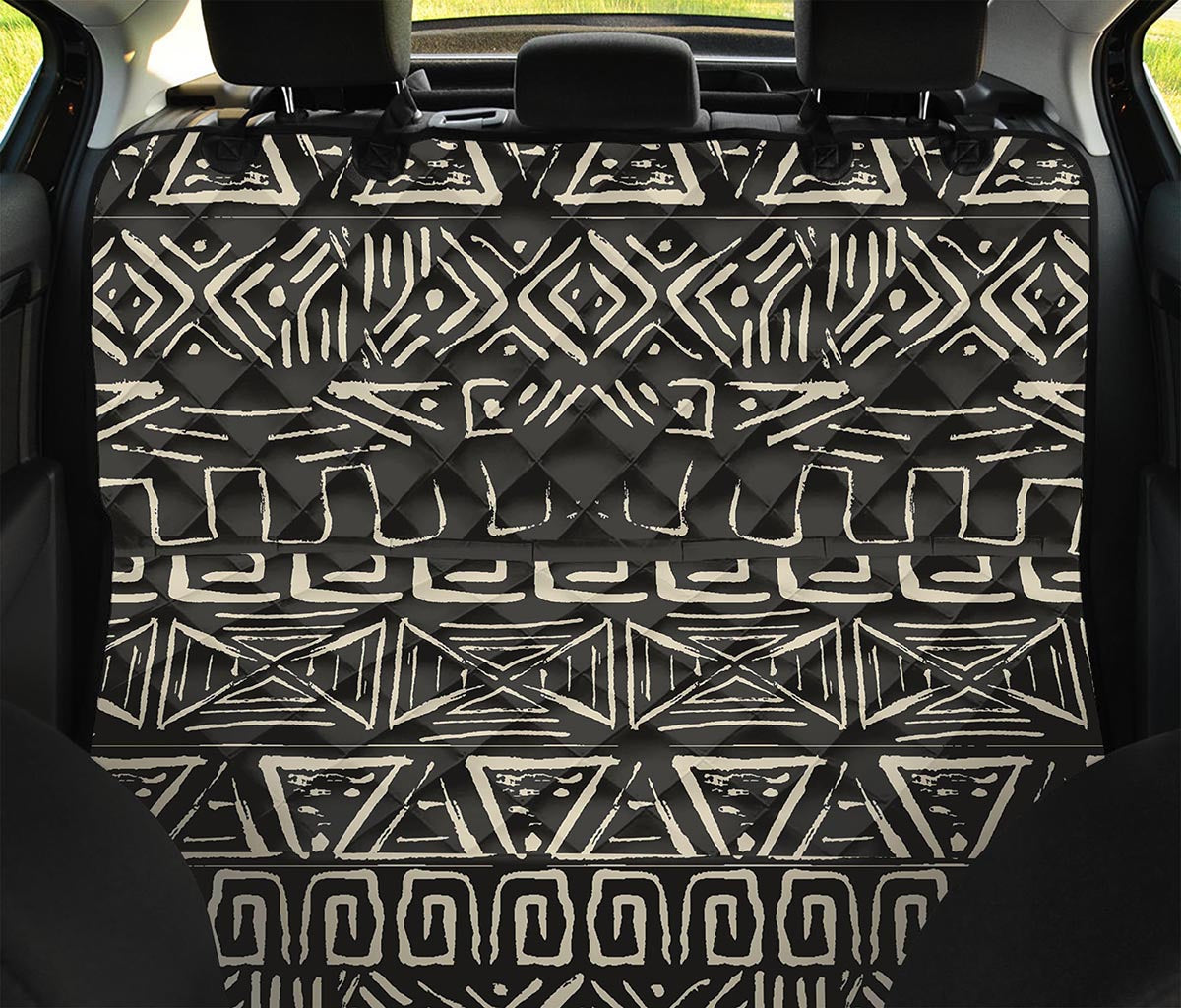 Beige Aztec Pattern Print Pet Car Back Seat Cover