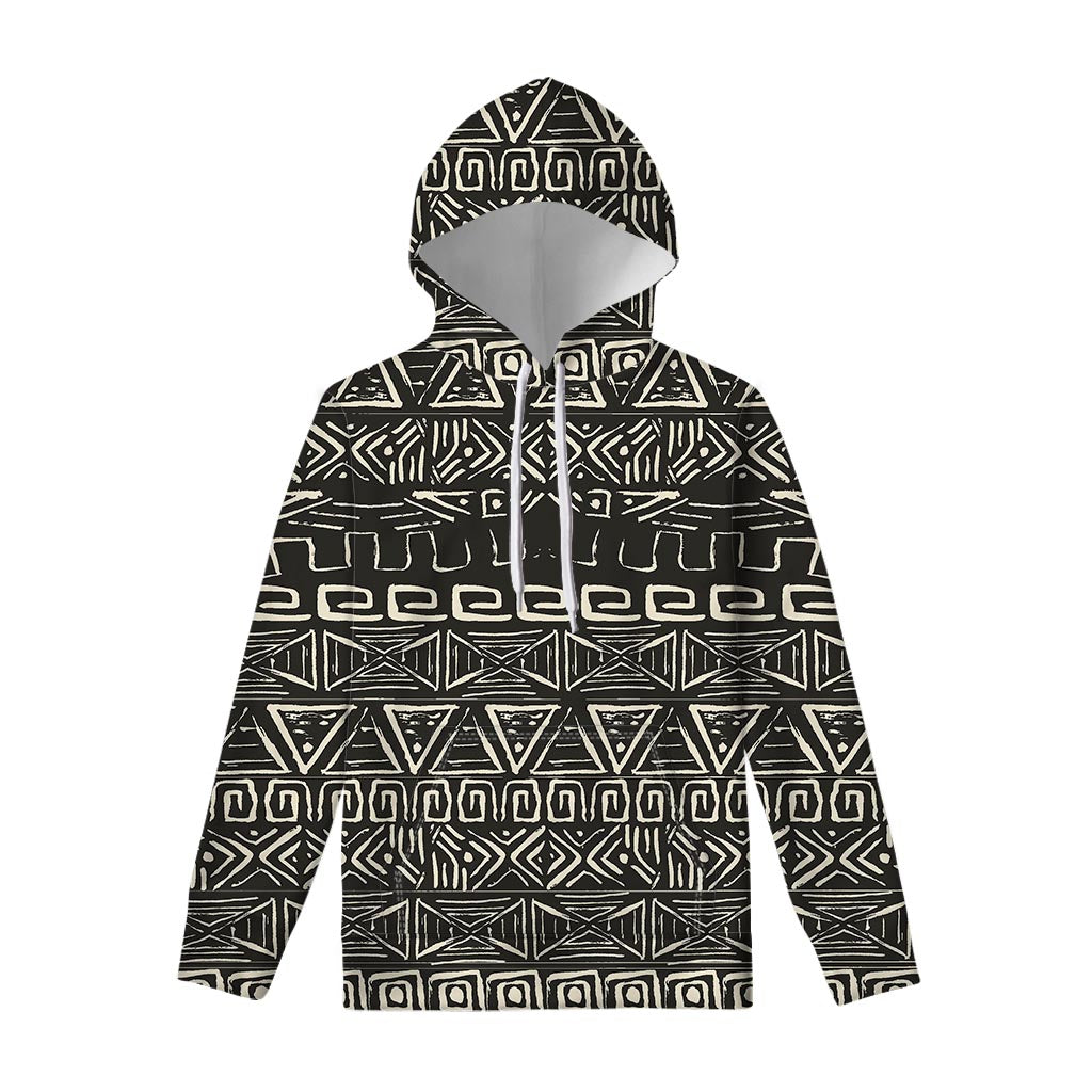 Beige Aztec Pattern Print Pullover Hoodie