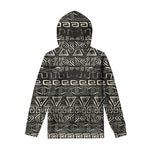 Beige Aztec Pattern Print Pullover Hoodie