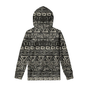 Beige Aztec Pattern Print Pullover Hoodie