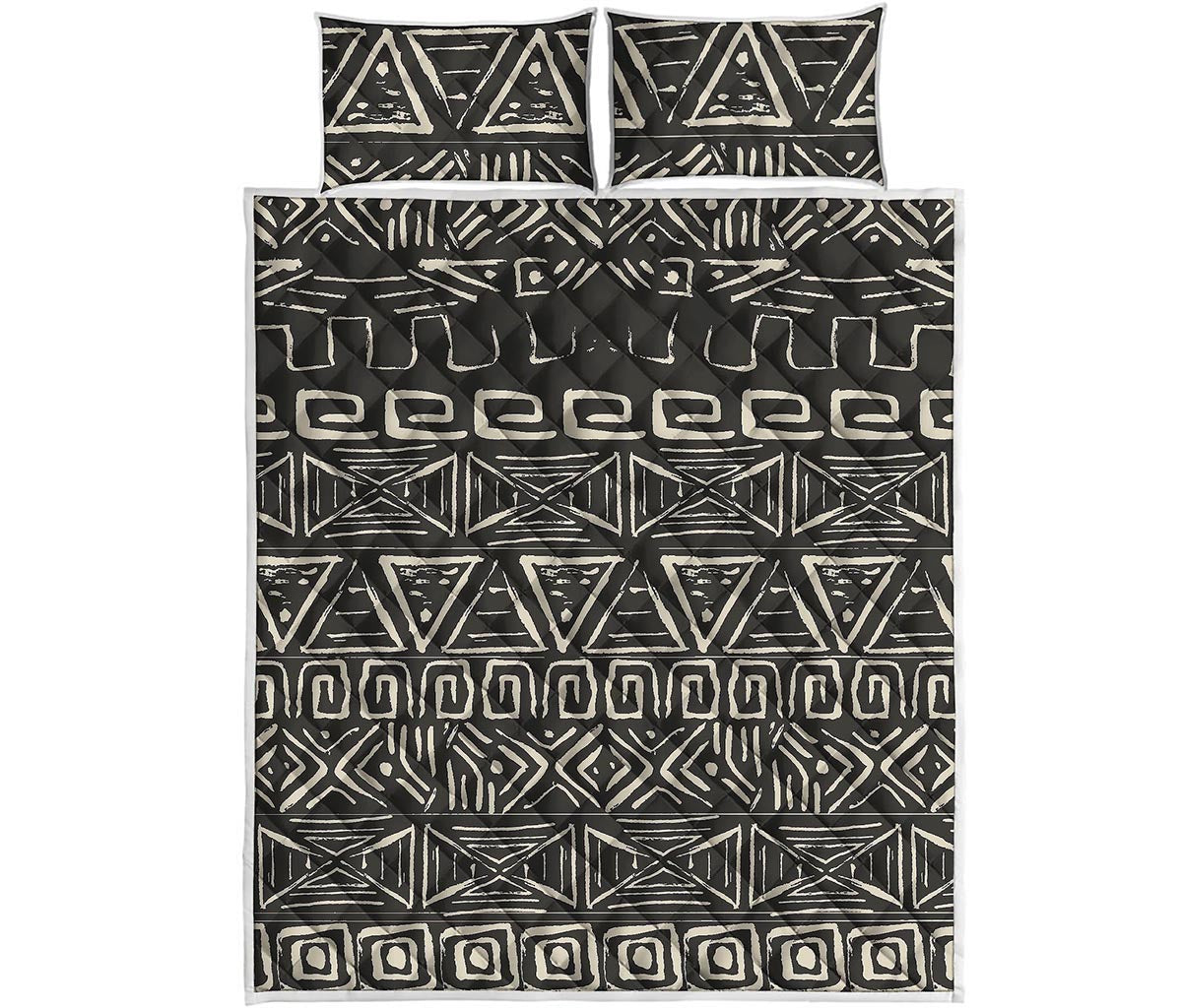 Beige Aztec Pattern Print Quilt Bed Set