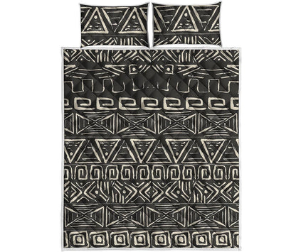 Beige Aztec Pattern Print Quilt Bed Set
