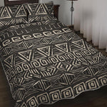 Beige Aztec Pattern Print Quilt Bed Set