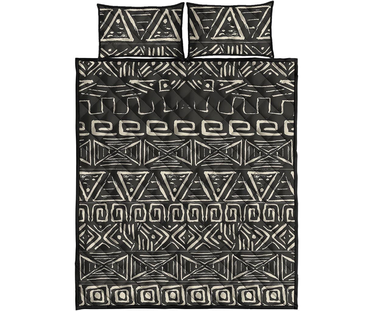 Beige Aztec Pattern Print Quilt Bed Set