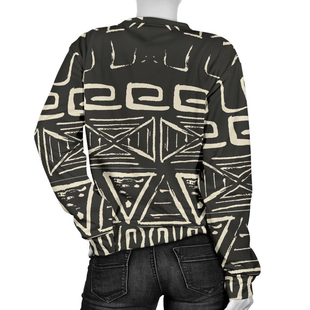 Beige Aztec Pattern Print Women's Crewneck Sweatshirt GearFrost