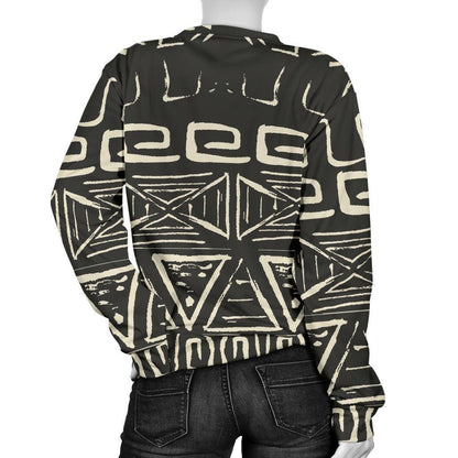 Beige Aztec Pattern Print Women's Crewneck Sweatshirt GearFrost