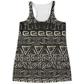 Beige Aztec Pattern Print Women's Racerback Tank Top