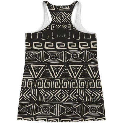 Beige Aztec Pattern Print Women's Racerback Tank Top