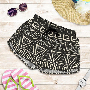 Beige Aztec Pattern Print Women's Shorts