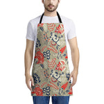 Beige Bohemian Floral Pattern Print Apron