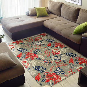 Beige Bohemian Floral Pattern Print Area Rug GearFrost