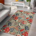 Beige Bohemian Floral Pattern Print Floor Mat