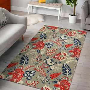 Beige Bohemian Floral Pattern Print Area Rug GearFrost