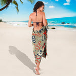 Beige Bohemian Floral Pattern Print Beach Sarong Wrap